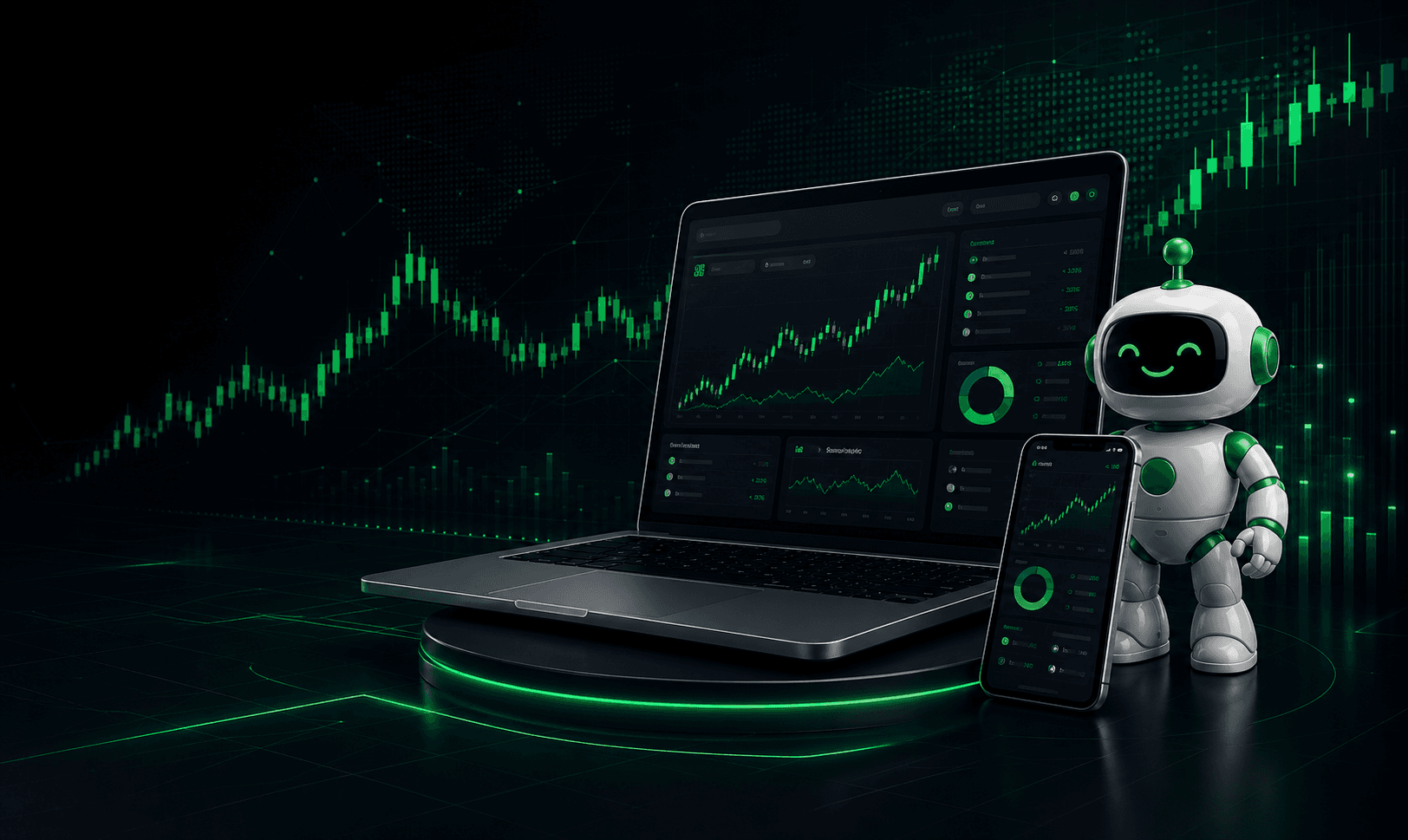 واجهة تداول TRIBED.io مع لابتوب وهاتف